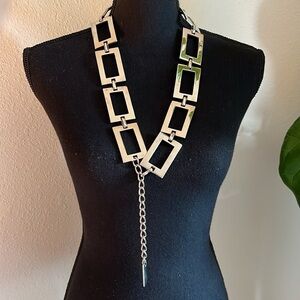 ESCADA Women’s Silver Tone Metal Rectangle Chainlink Belt Vintage